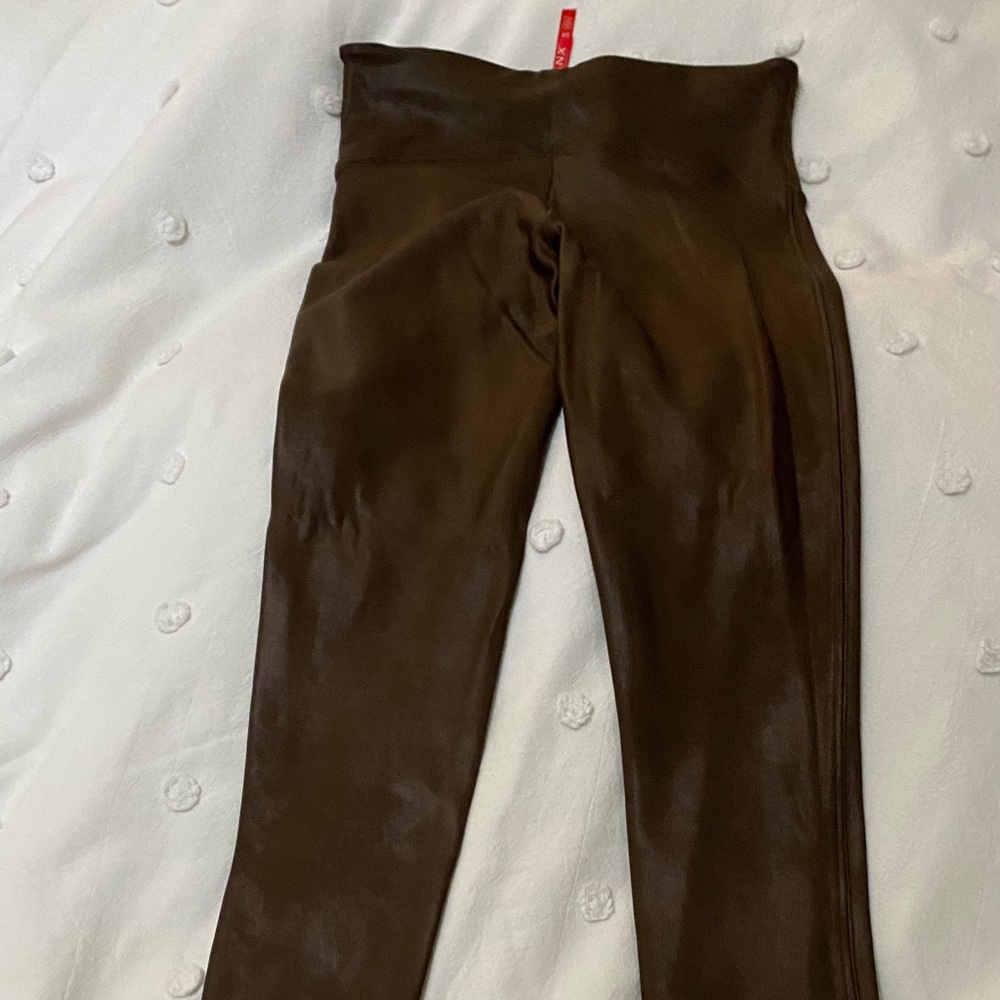 Spanx brown faux leather leggings barely worn